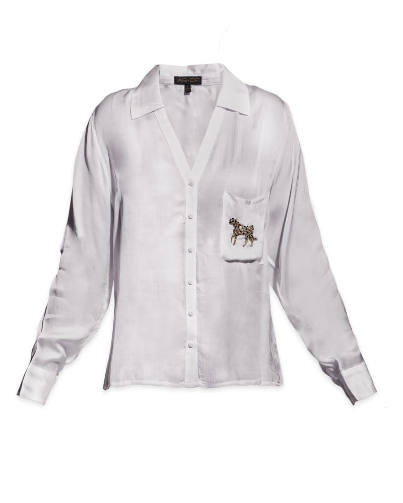 Front of a size 2XL Spirit Animal Blouse in White by AS by DF. | dia_product_style_image_id:299419